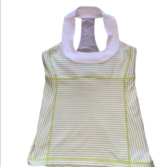 Lululemon Scoop Neck Tank Top Yellow White Stripe - Picture 1 of 4